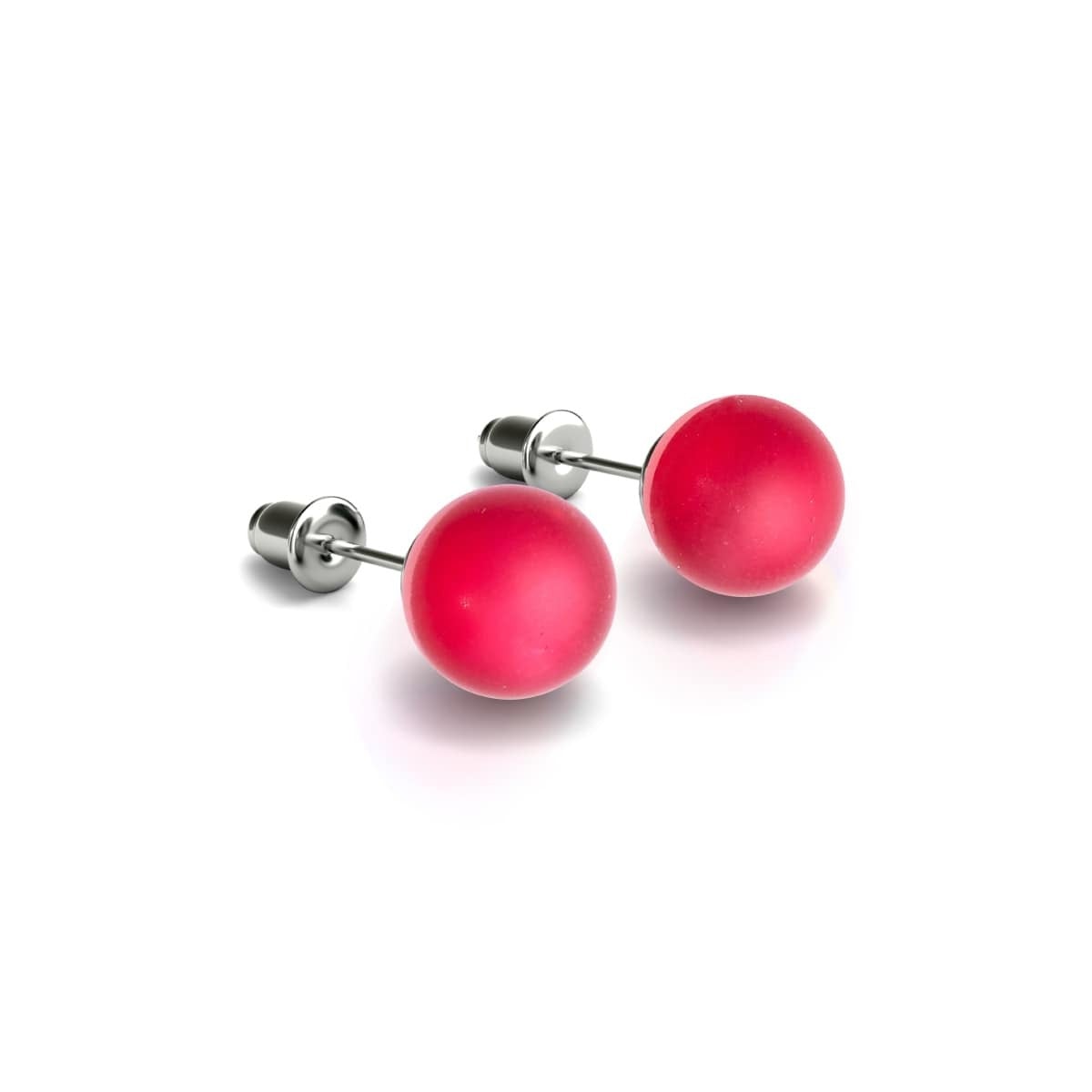 Vermillon foncé | Argent sterling .925 | Boucles d'Oreilles Sirène Verre